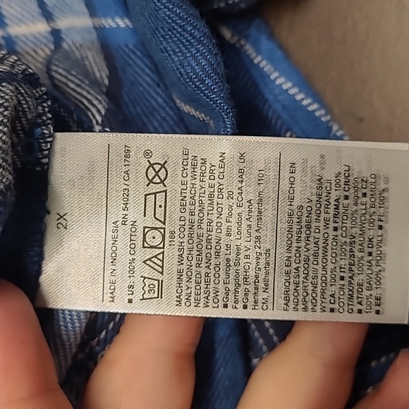 Old Navy Size 2X Blue Plaid Longsleeve Boyfriend Button Down Shirt - Picture 7 of 8
